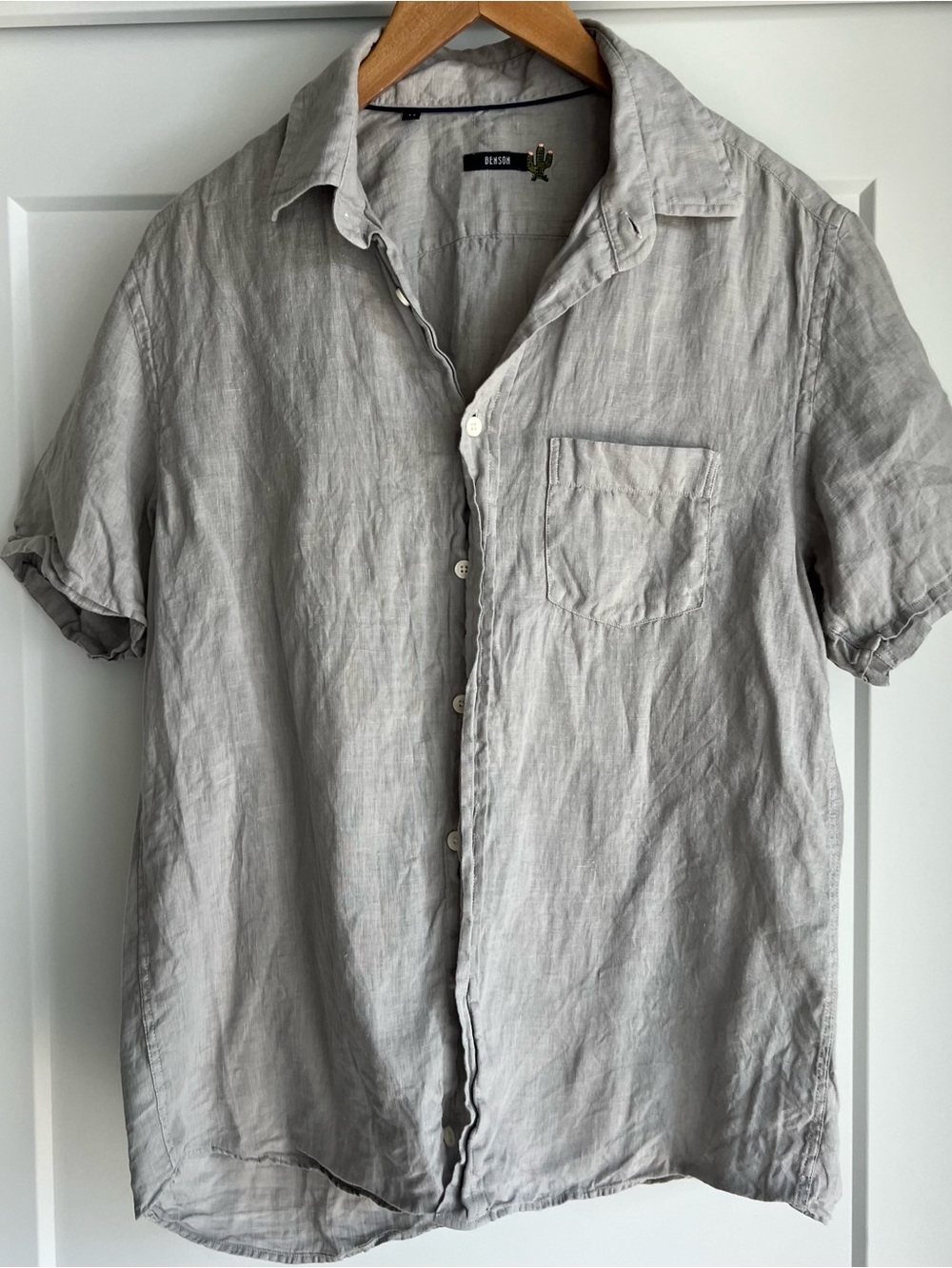 Grey premium linen button down T shirt by benson.